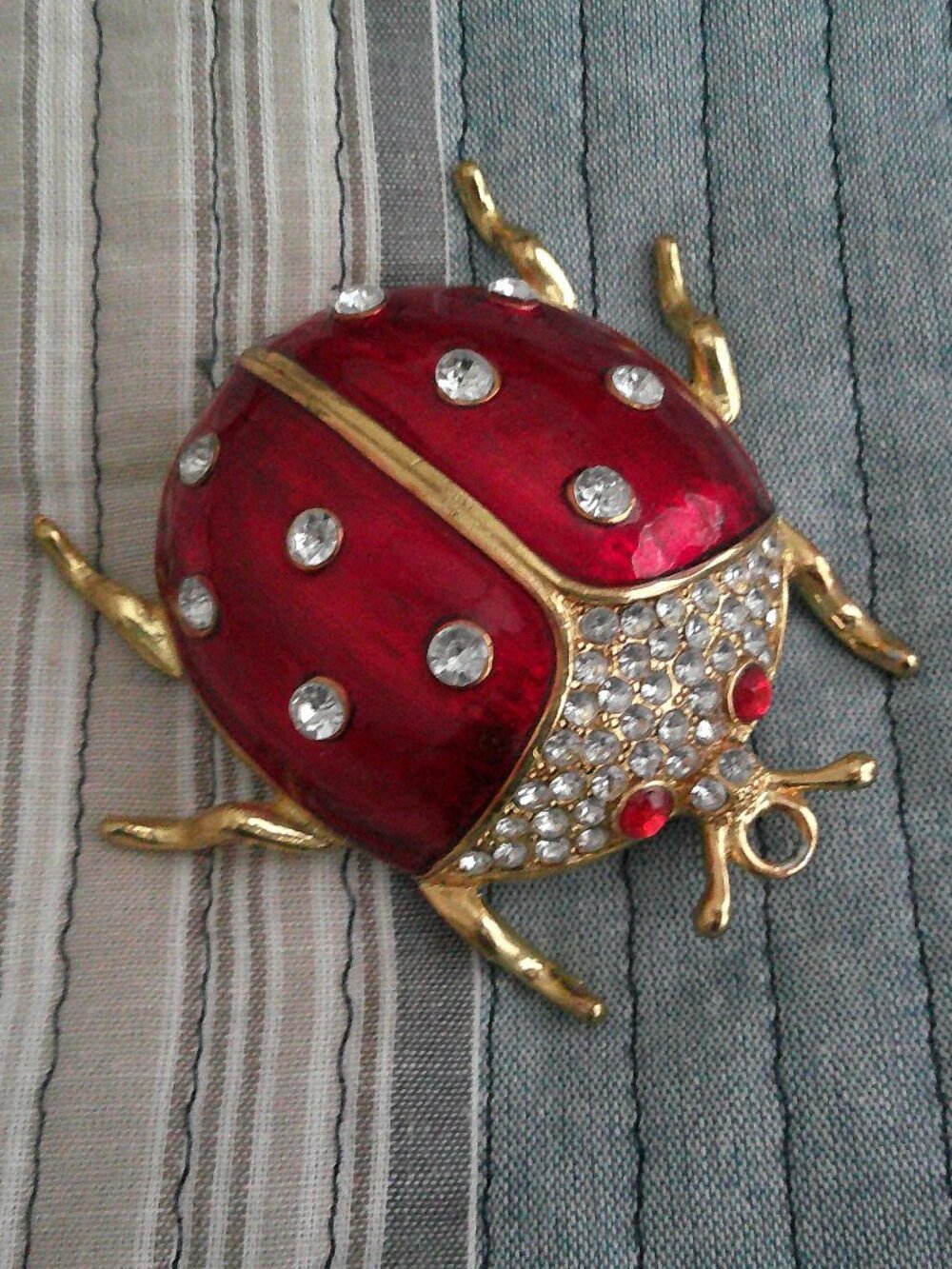metal ladybug-shaped decorative item with Rhinestones